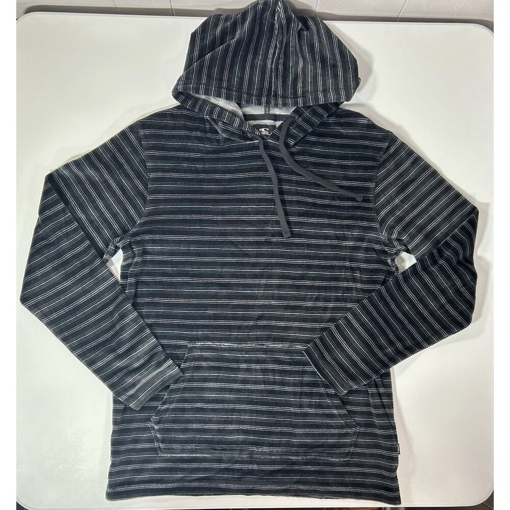 NWT Men’s Small O’Neill Newland PULLOVER Blue White Striped Fleece Hoodie NEW